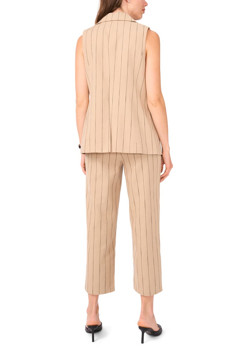 Pinstripe Linen Blend Longline Vest, Alternate, color, DUSTY CAMEL