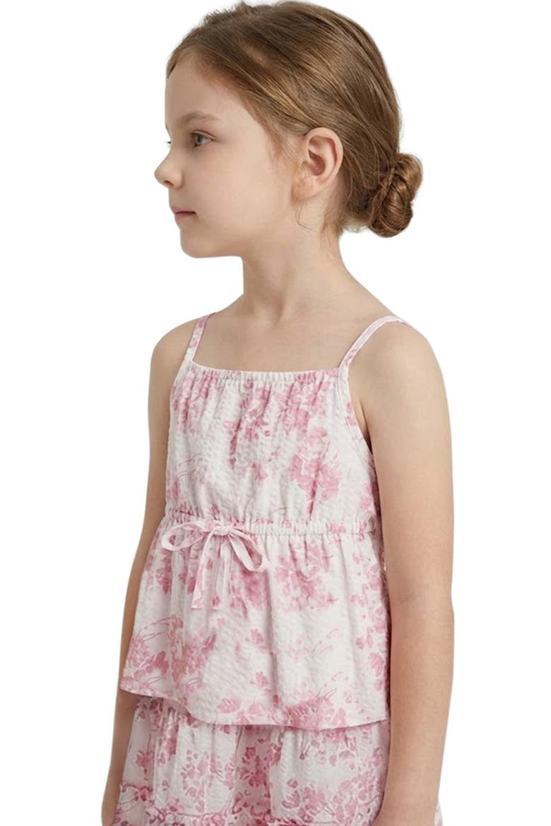 Kids' Floral Peplum Textured Cotton Top, Alternate, color, PINK