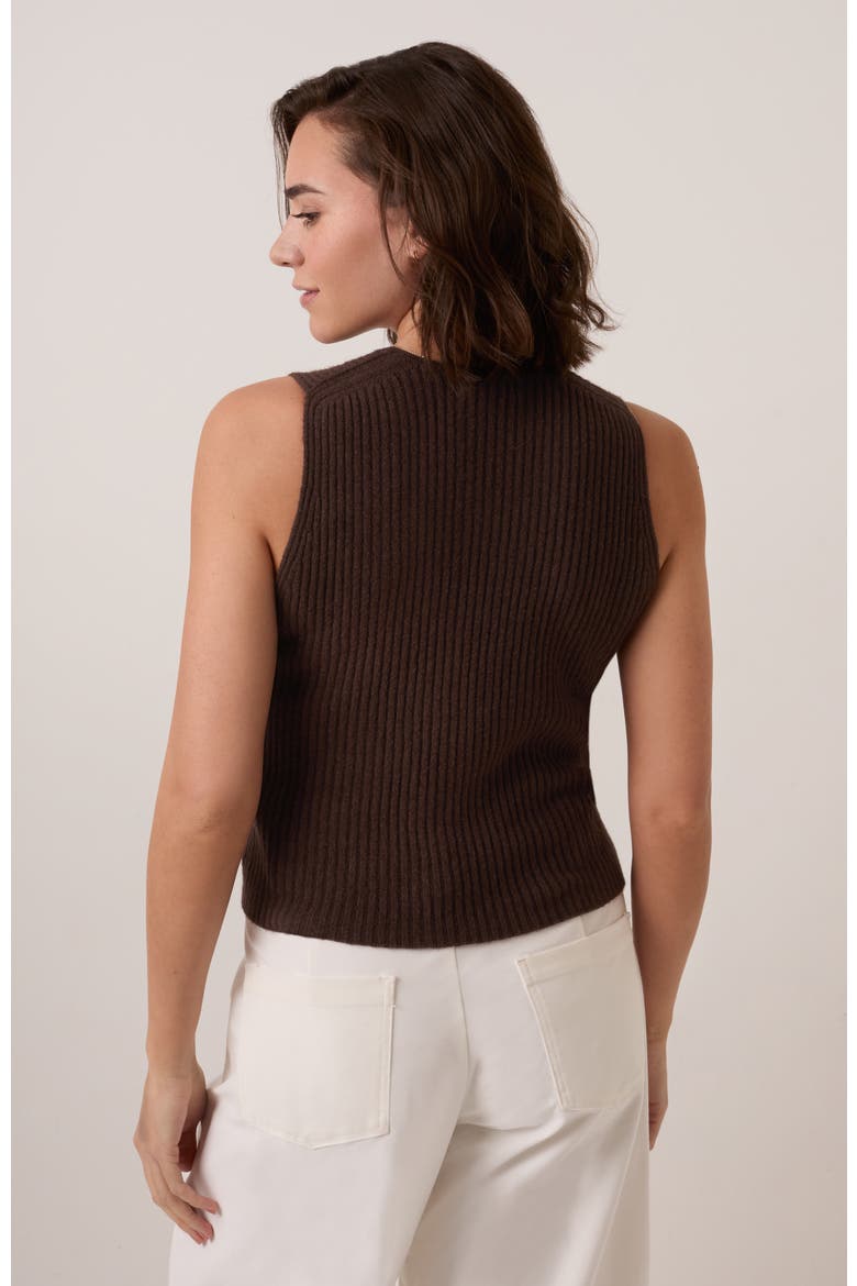 Ribbed V-Neck Tank Top, Alternate, color, Chocolate