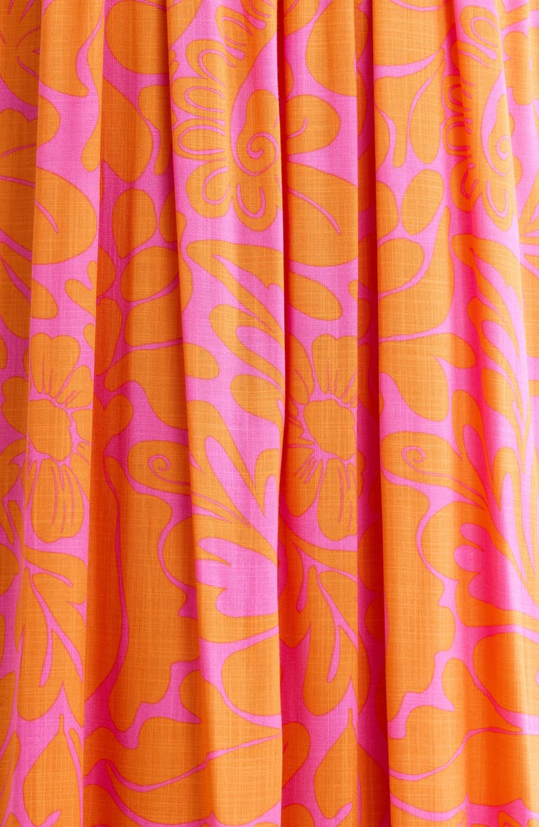 SUGARLIPS Kaci Floral Vin Smocked Maxi Dress, Alternate, color, Fuchsia-Orange