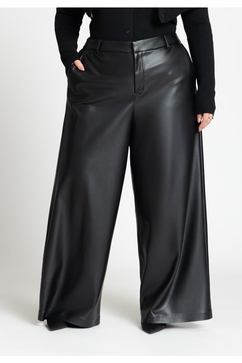 Wide Leg Faux Leather Pant, Alternate, color, BLACK ONYX