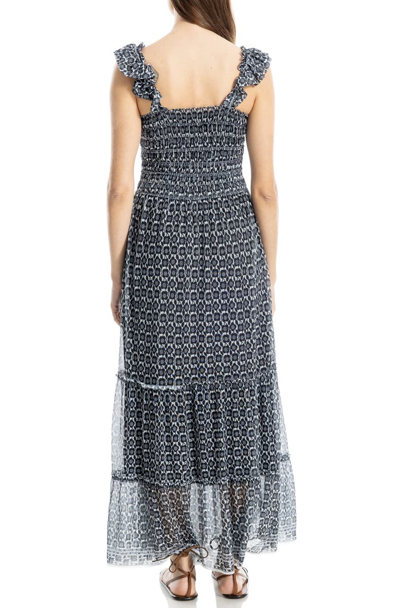 MAX STUDIO Floral Ruffle Strap Smocked Tiered Chiffon Maxi Dress, Alternate, color,