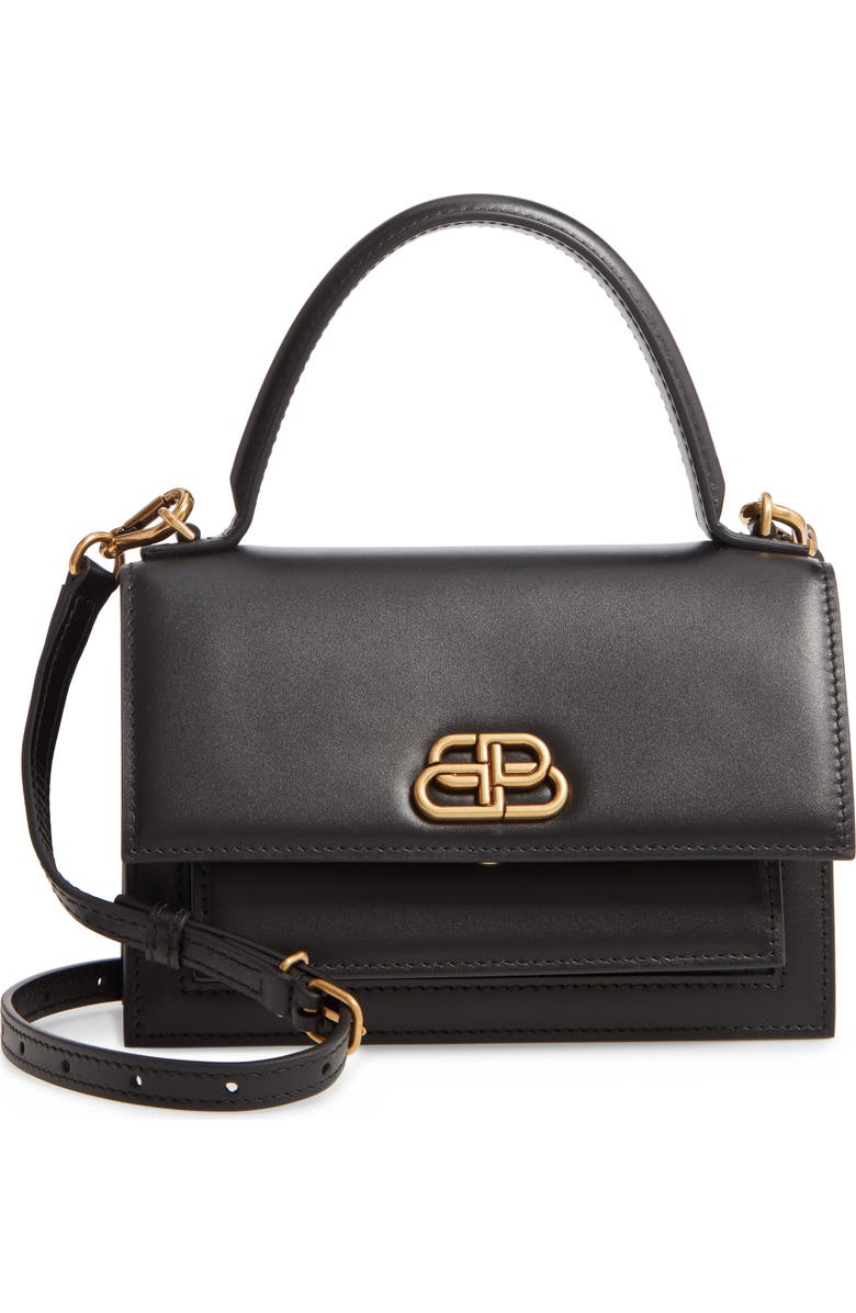 Balenciaga Extra Small Sharp Top Handle Leather Satchel, Main, color,