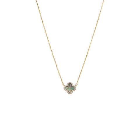 Pave Outlined Four Leaf Clover Necklace