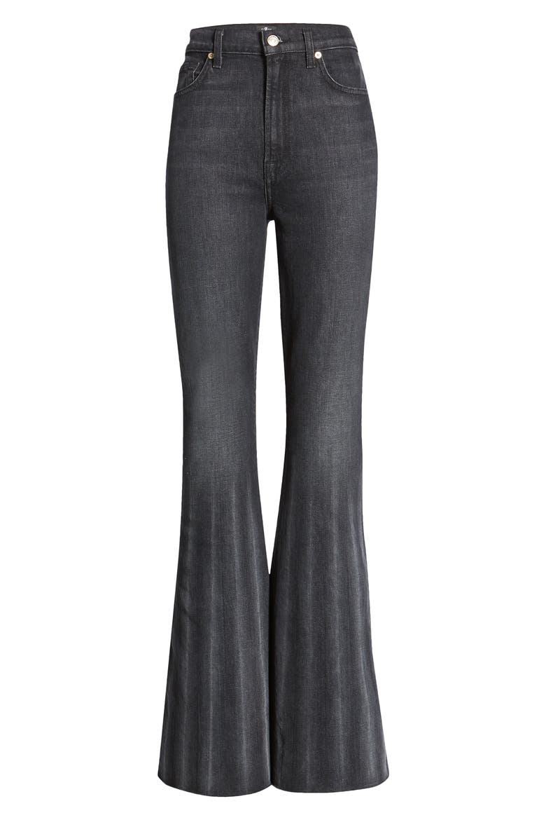 7 For All Mankind® High Waist Pleated Mega Flare Jeans, Alternate, color, WILLOW