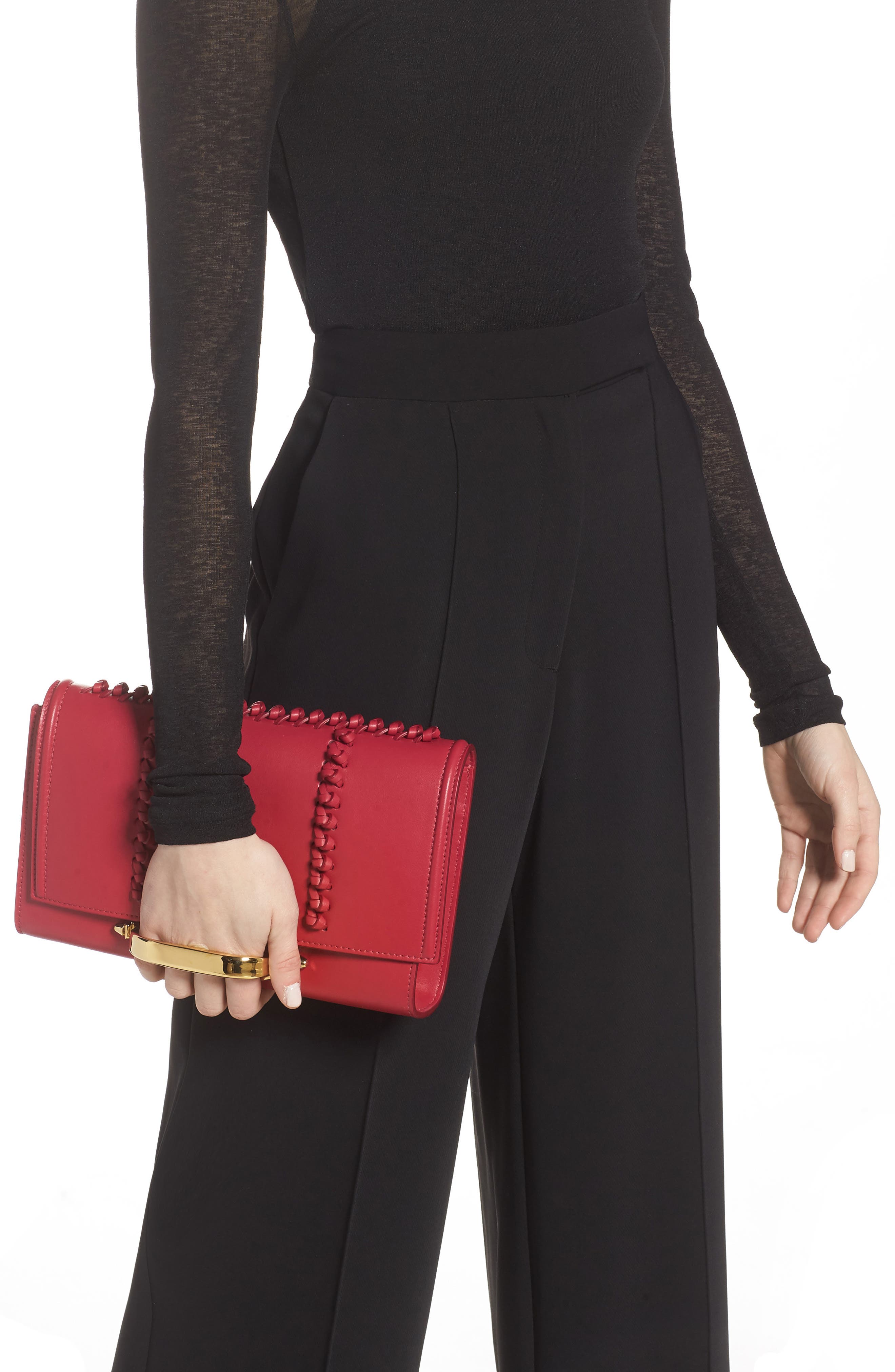 McQueen Alexander McQueen Small The Story Knotted Leather Crossbody Bag, Alternate, color, 