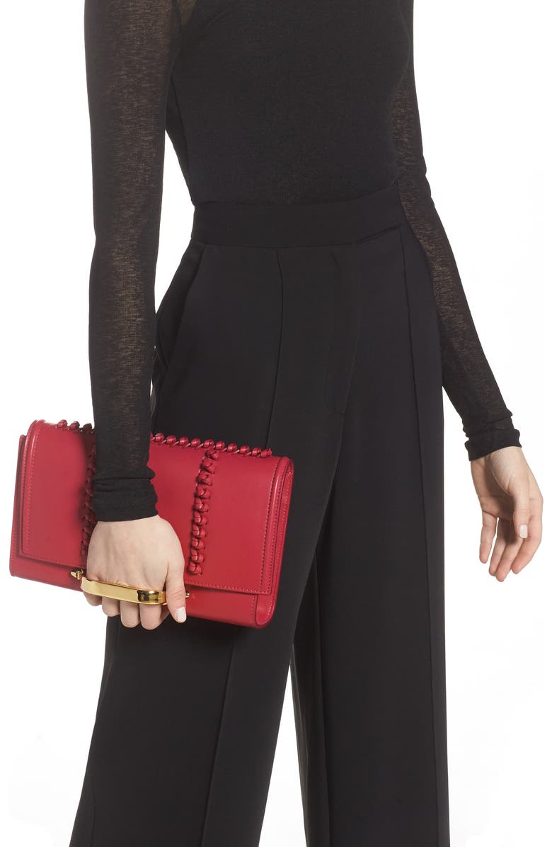 McQueen Alexander McQueen Small The Story Knotted Leather Crossbody Bag, Alternate, color,