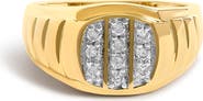 Haus of Brilliance Men's 14K Yellow Gold Plated Sterling Silver 1/3 Cttw Diamond Grooved Band Ring