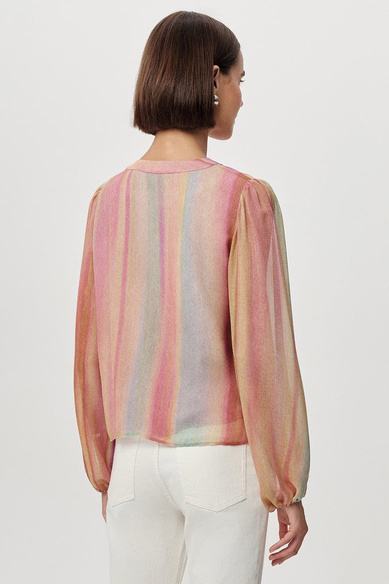 Armynel  Round Neck Long Sleeve  Striped Blouse, Alternate, color, Multi Color