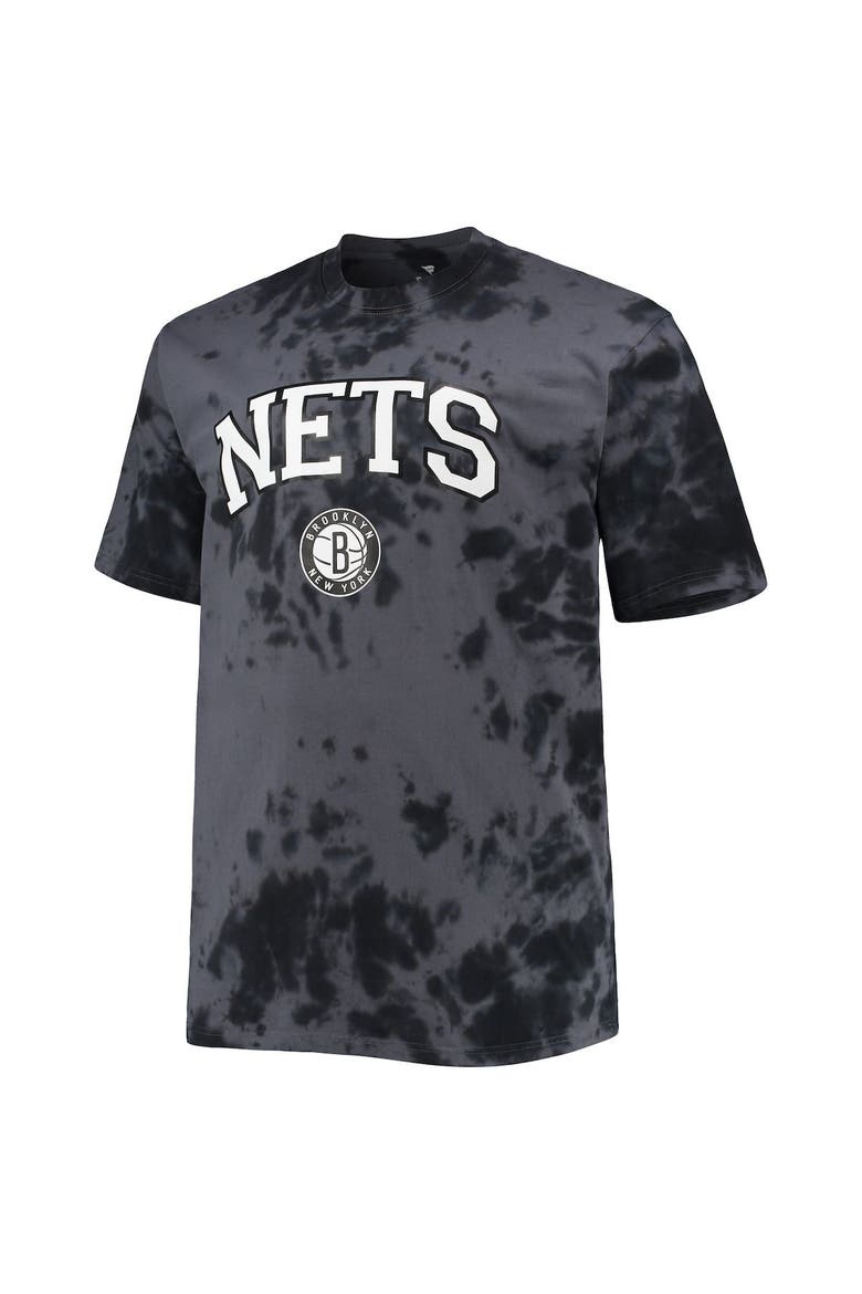 Men's Black Brooklyn Nets Big & Tall Marble Dye Tonal Performance T-Shirt, Alternate, color, Black