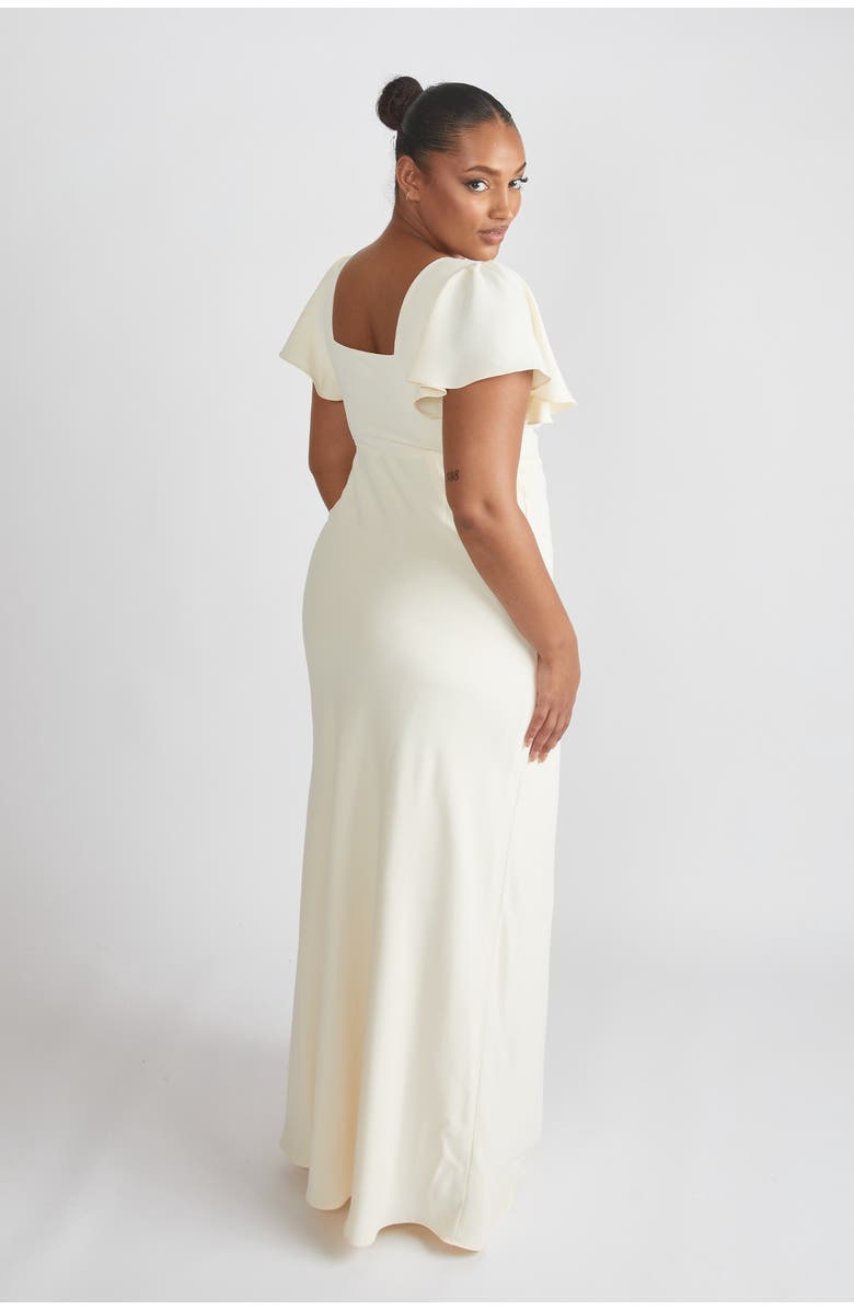 Six Stories Square Neck Crepe Bridesmaid Dress, Alternate, color, Almond