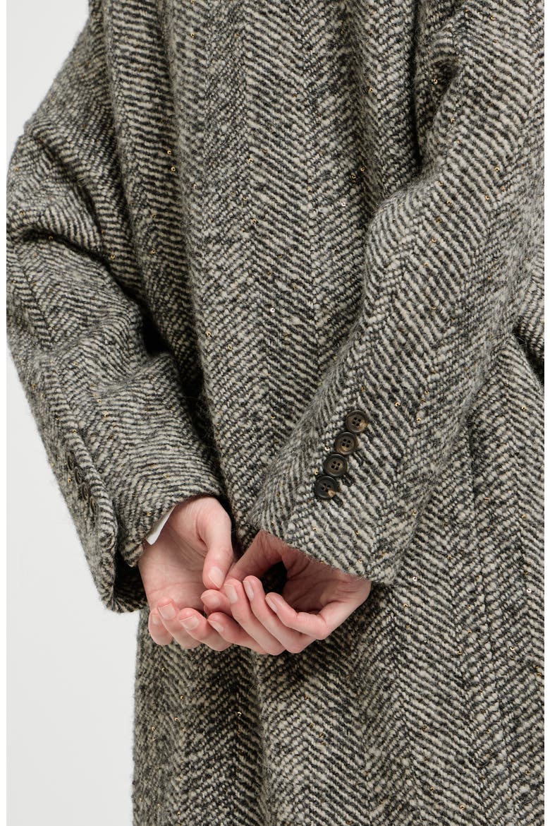 Dazzling virgin wool and alpaca chevron coat with monili, Alternate, color, Panama