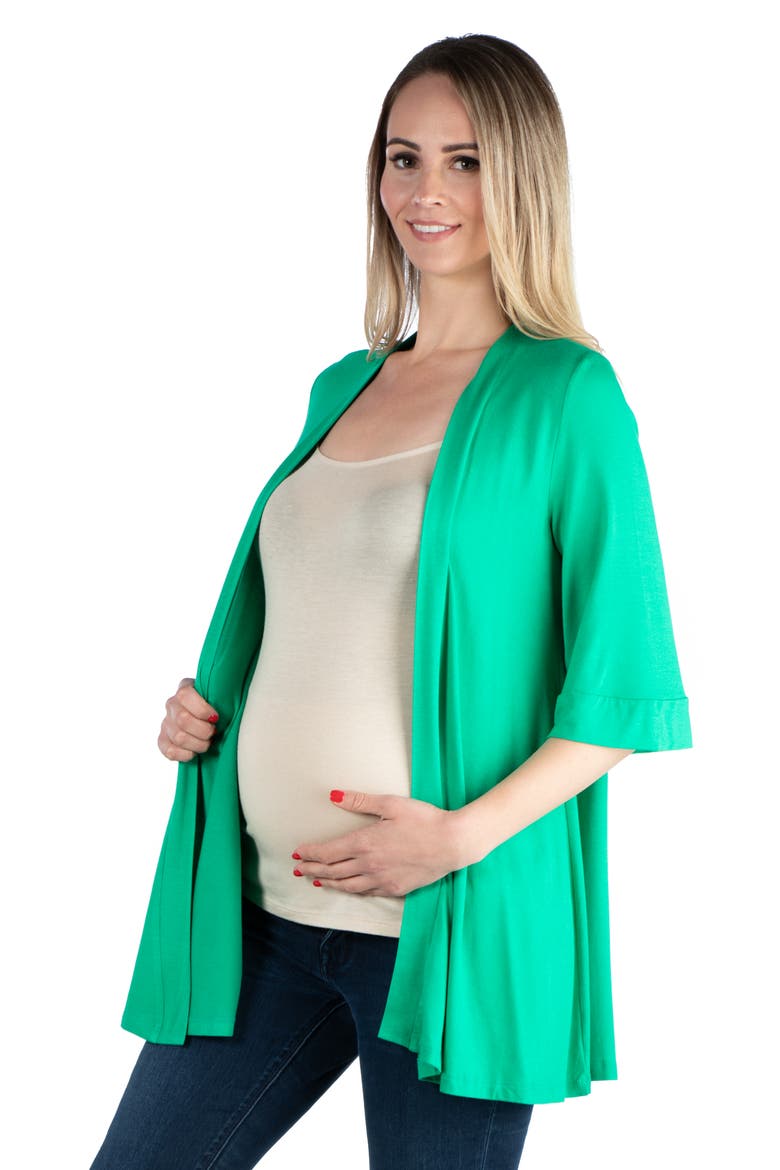 Maternity Open Front Elbow Length Sleeve Cardigan, Alternate, color, Grass