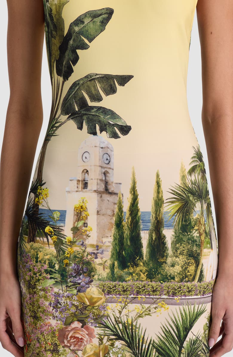 Alice + Olivia Wynell Landscape Print Sheath Minidress, Alternate, color, Pure Paradise