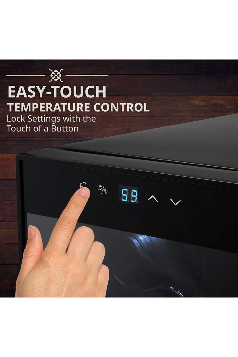 12 Bottle Compressor Wine Refrigerator, Cube Wine Cooler with Lock, Alternate, color, Black