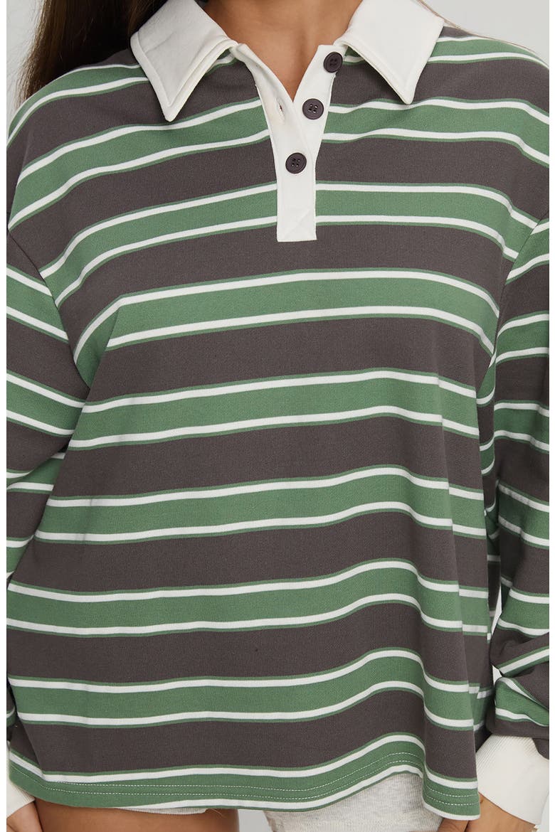 Tycen Rugby Sweater, Alternate, color, GREEN / GREY STRIPE