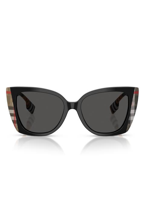 ● BURBERRY ● サングラス Cat Eye Black / Dark Grey / 54mm Burberry Cat Eye Sunglasses in Dark Grey | FWRD