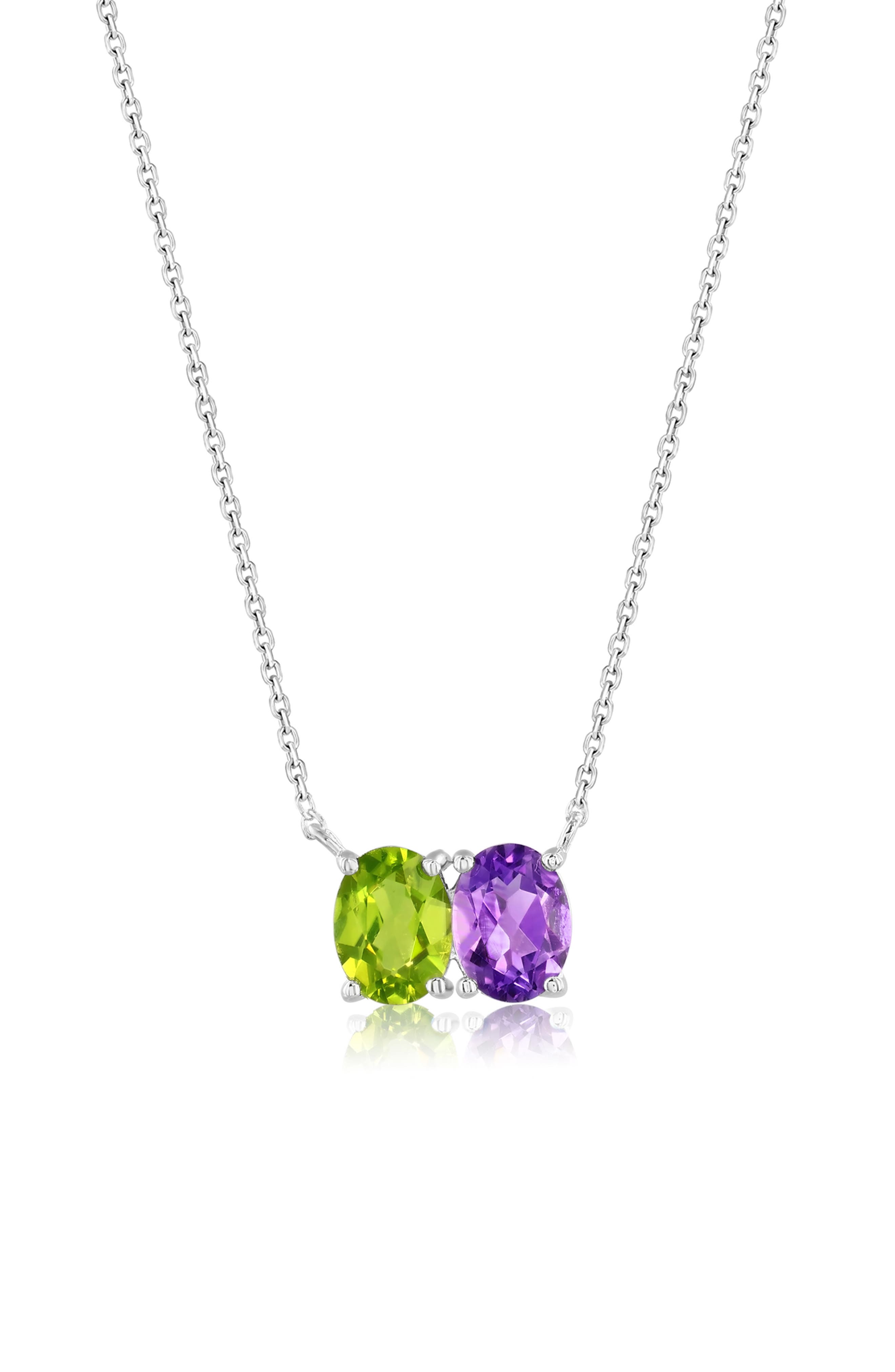 Sterling Silver Double Oval Pendant Necklace