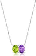 SIMONA Sterling Silver Double Oval Pendant Necklace