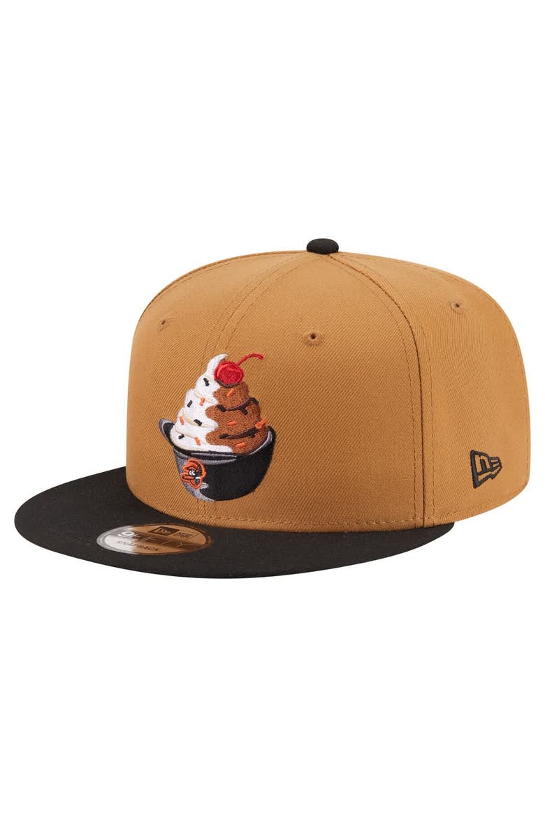 Men's New Era Khaki/Black Baltimore Orioles Ice Cream 9FIFTY Snapback Hat, Alternate, color, Khaki