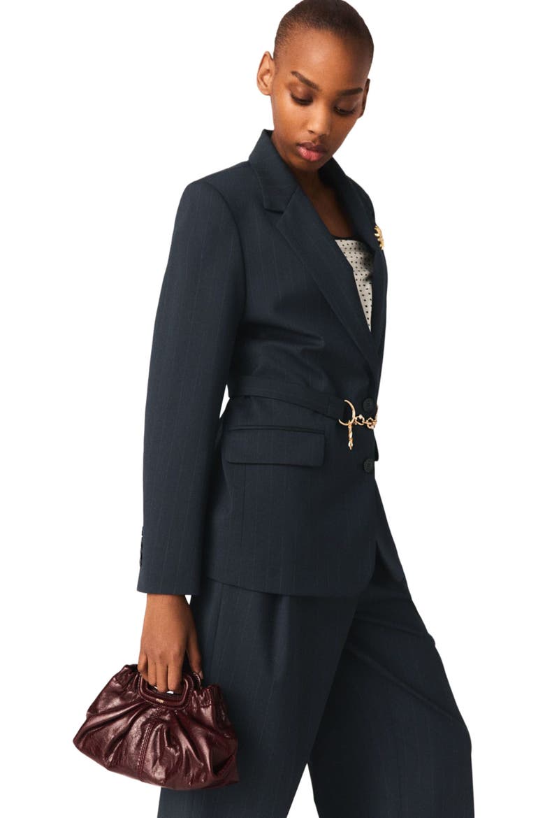 Striped suit jacket, Alternate, color, Navy