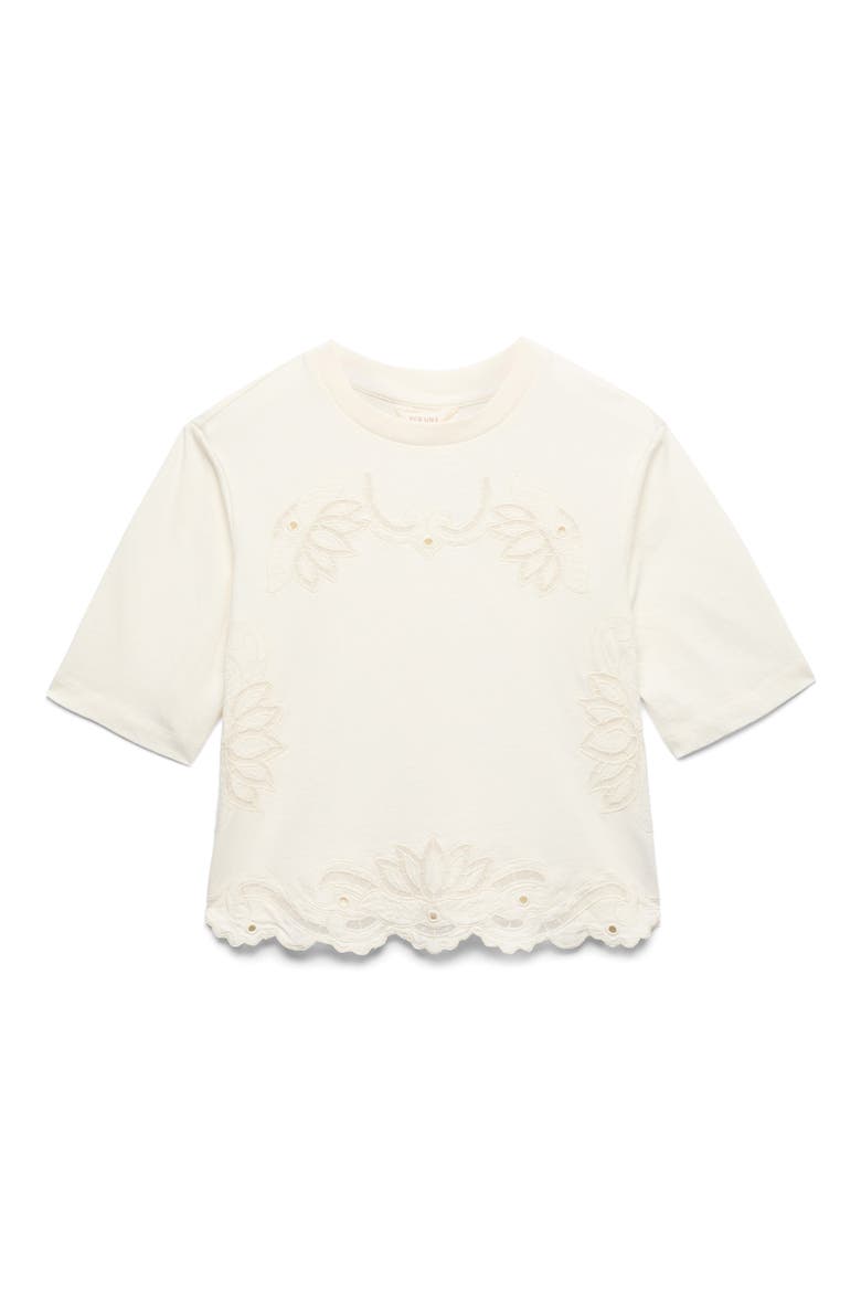 Pretty Cutwork Jersey T-Shirt, Alternate, color, LIGHT CREAM