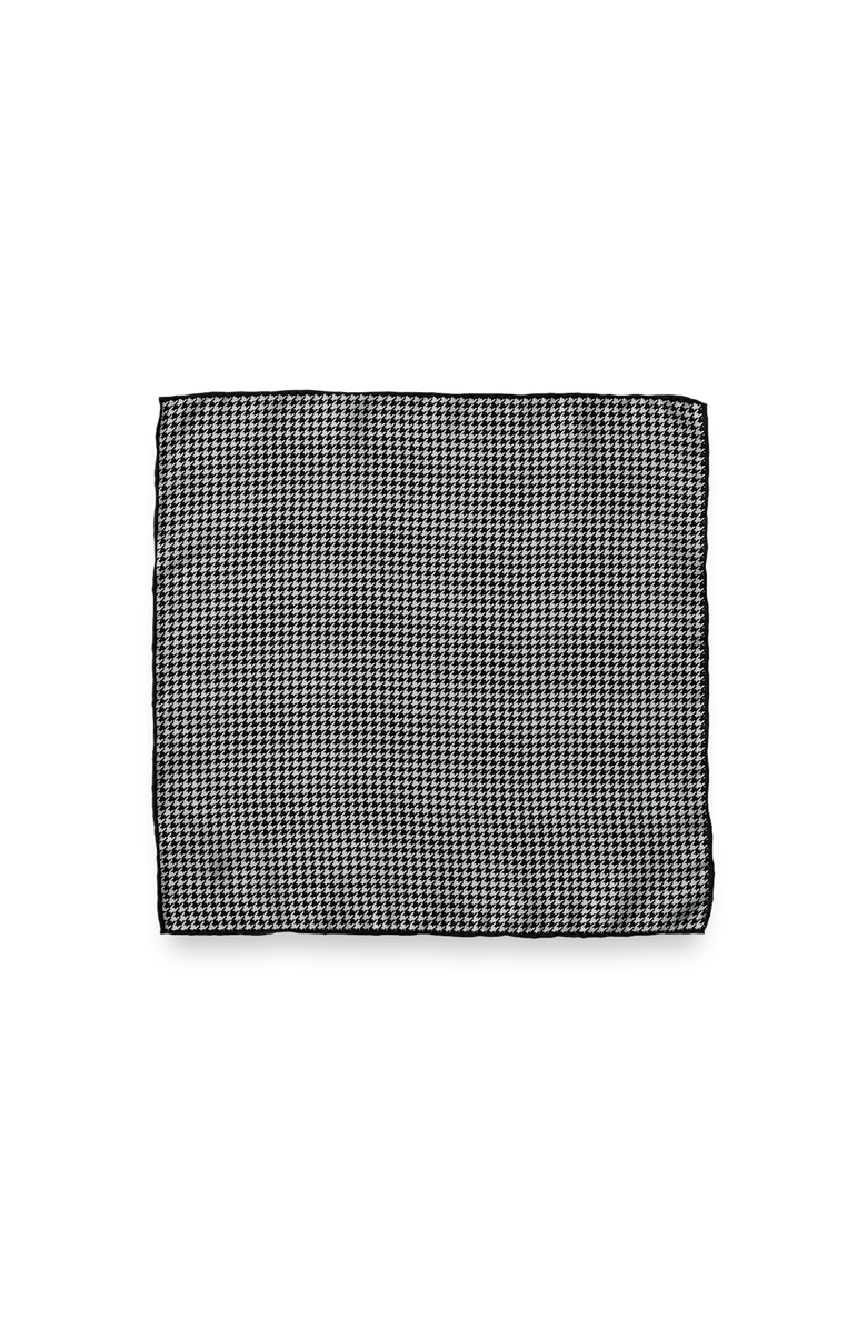 Paul Fredrick Houndstooth Silk Pocket Square, Alternate, color, Black/Grey