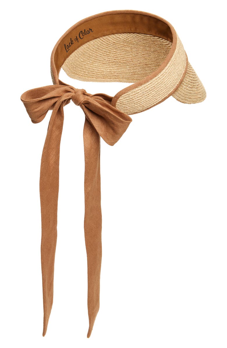 Lack of Color Straw Visor with Linen Bow, Alternate, color, Natural