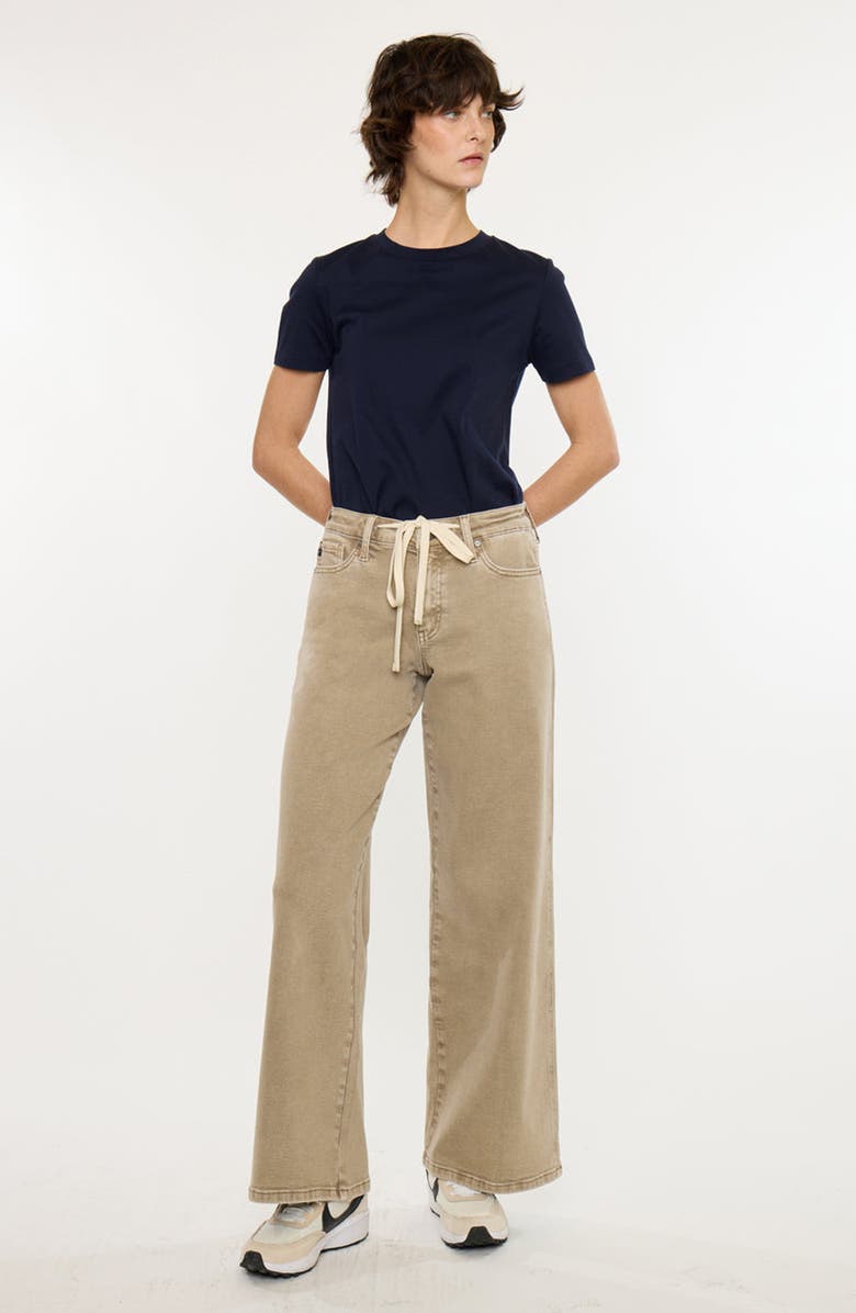 KanCan Natty Mid Rise Wide Flare Jeans, Alternate, color, Tan