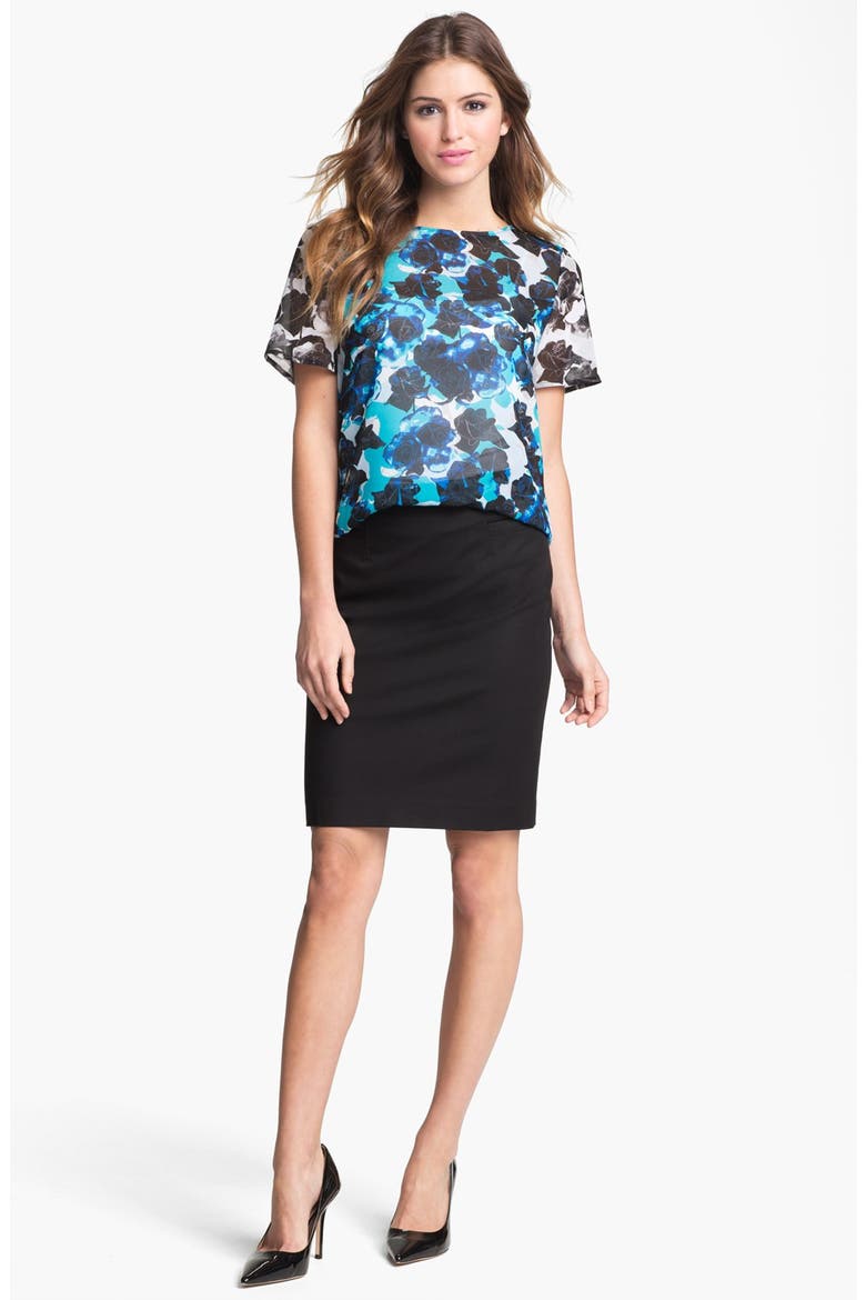 Stretch Woven Skirt, Alternate, color, BLACK