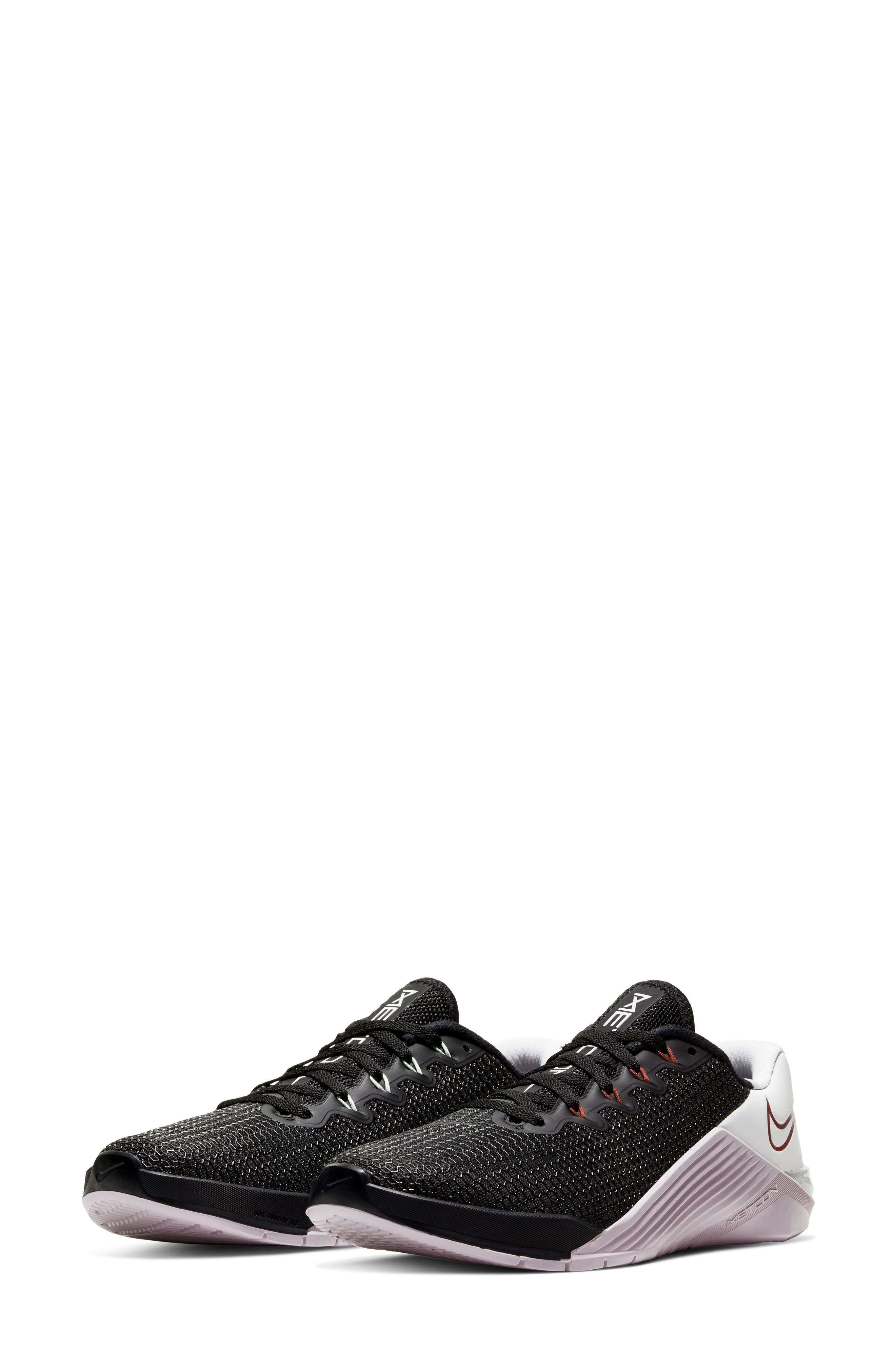Metcon 5 Training Shoe, Main, color, BLACK/ PISTACHIO/ WHITE/ RED