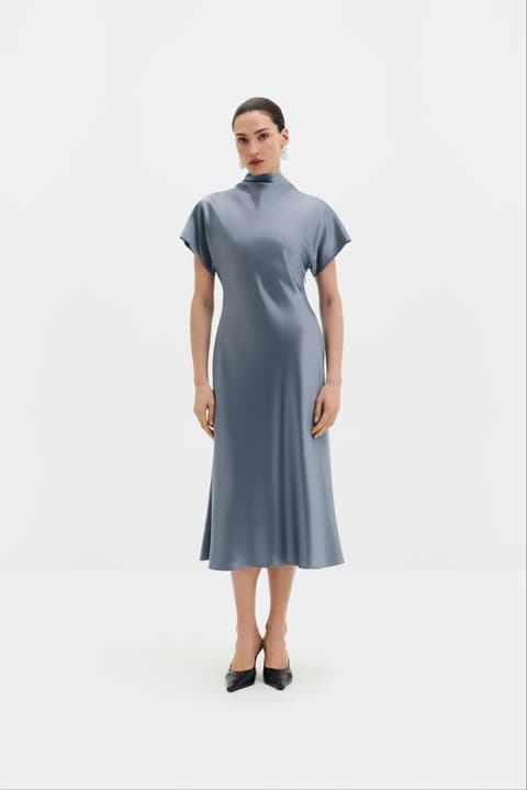 Alivia Satin Midi Dress