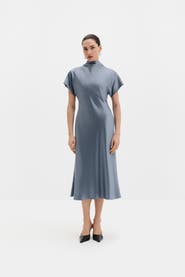 Malina Alivia Satin Midi Dress