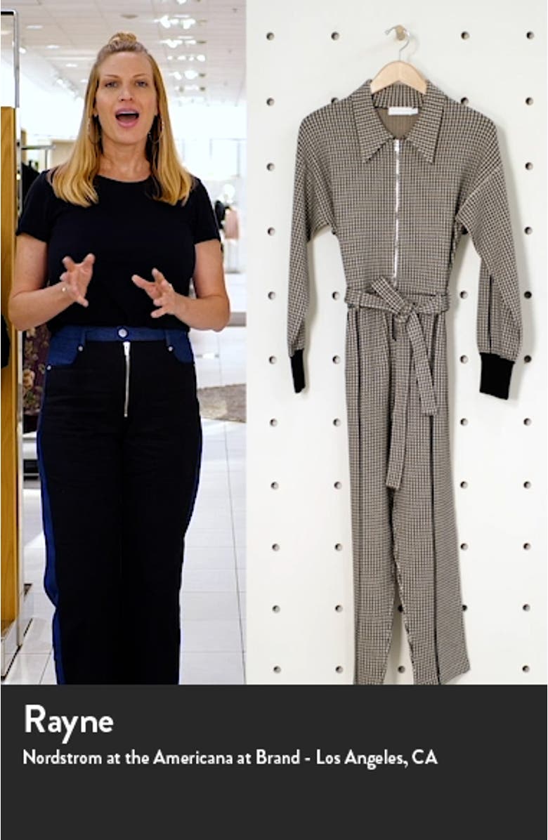 Jonathan Simkhai Annabelle Houndstooth Check Long Sleeve Knit Jumpsuit, sales video thumbnail