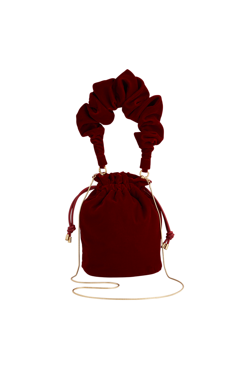 Fable England Red Velvet Bucket Bag, Alternate, color, Ruby Red