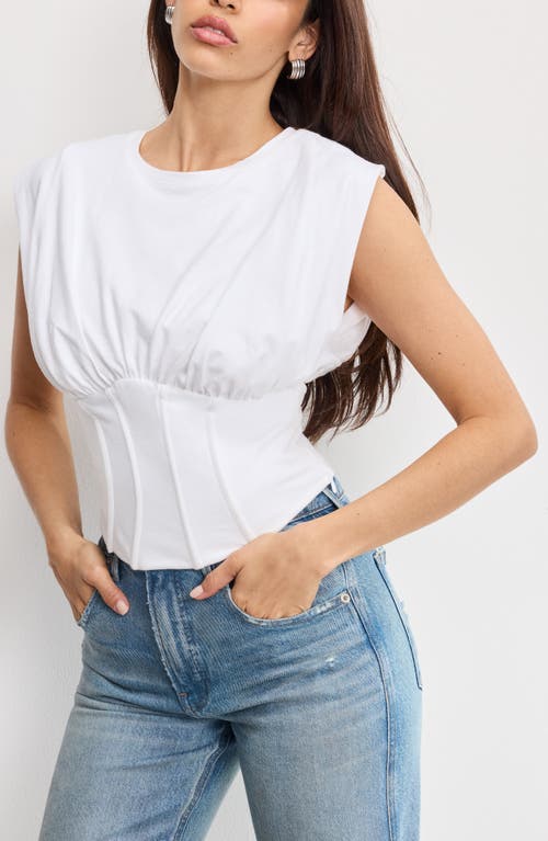Good American Womens White001 Corset Sleeveless Stretch-cotton Top In White