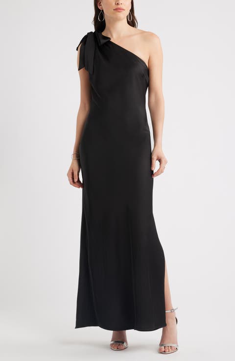 Bow One-Shoulder Maxi Dress