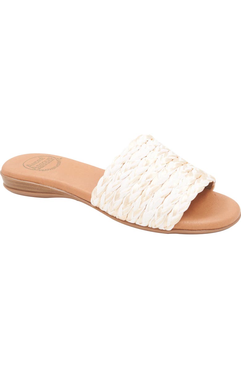 André Assous Nahala Slide Sandal, Main, color, White/ Gold