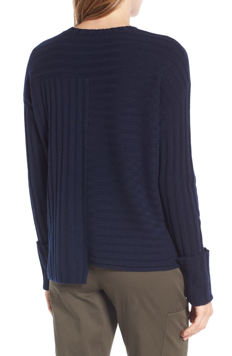 Nordstrom Signature Asymmetrical Ribbed Cashmere Sweater, Alternate, color,