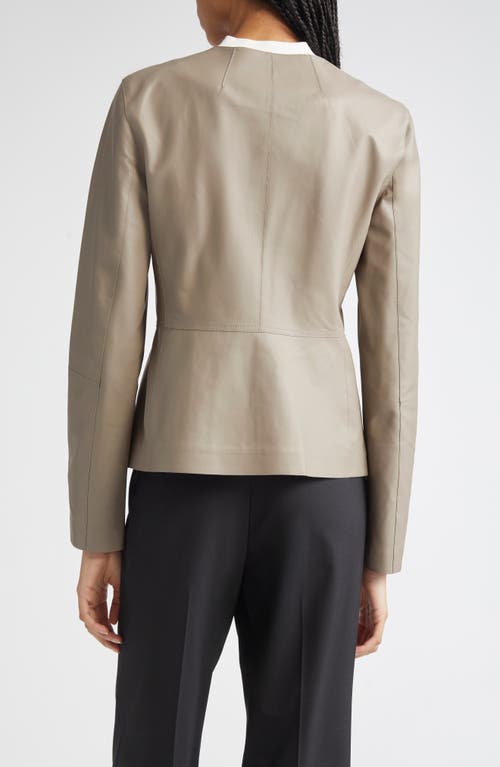 Lafayette 148 New York Fitted Waist Collarless Jacket In Gray