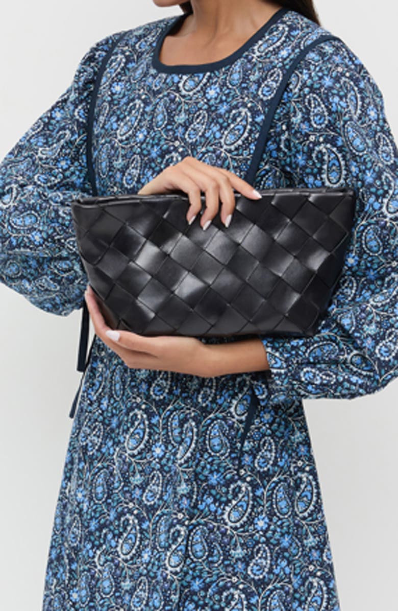 Loeffler Randall Melina Woven Leather Clutch, Alternate, color, Black