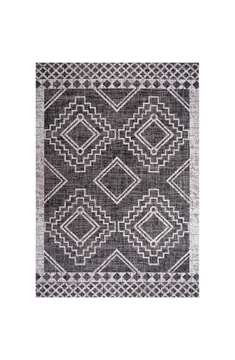 JONATHAN Y Marokko Diamond Medallion Indoor/Outdoor Area Rug, Main, color, Black/Ivory