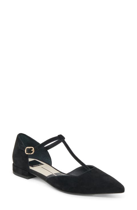 Peaty T-Strap Pointed Toe Flat (Women)