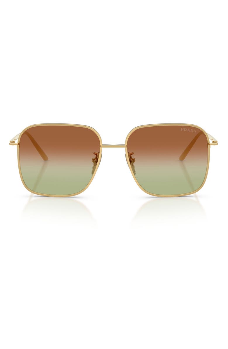 Prada 54mm Square Sunglasses, Main, color, Gold / Green/ Brown