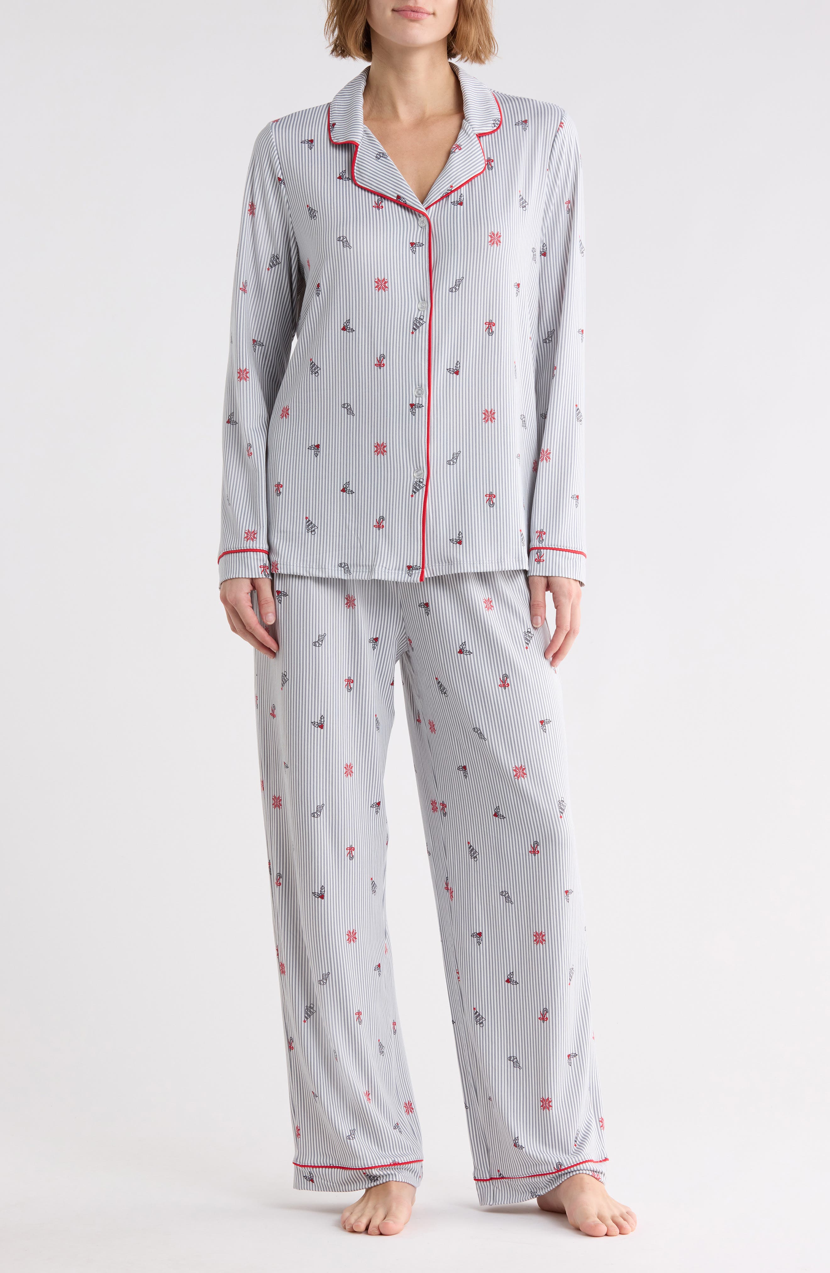 Notch Collar Long Pajamas