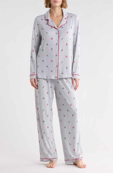 Notch Collar Long Pajamas