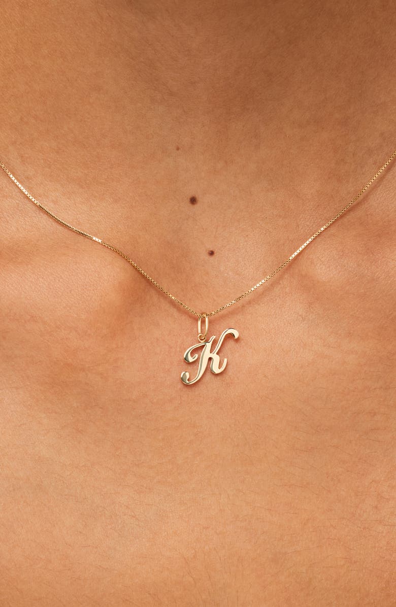 Ana Luisa Solid Yellow Gold - Script Letter Necklace, Alternate, color, G