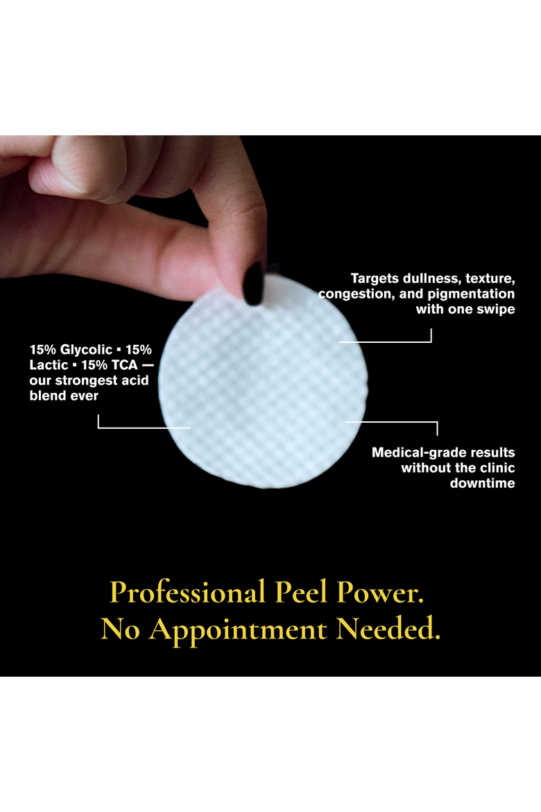 Power Pro Peel Pads - Potent Multi-Acid Formula for Visible Skin Renewal & Exfoliation with TCA, Glycolic Acid, Lactic Acid & More, Alternate, color, Clear