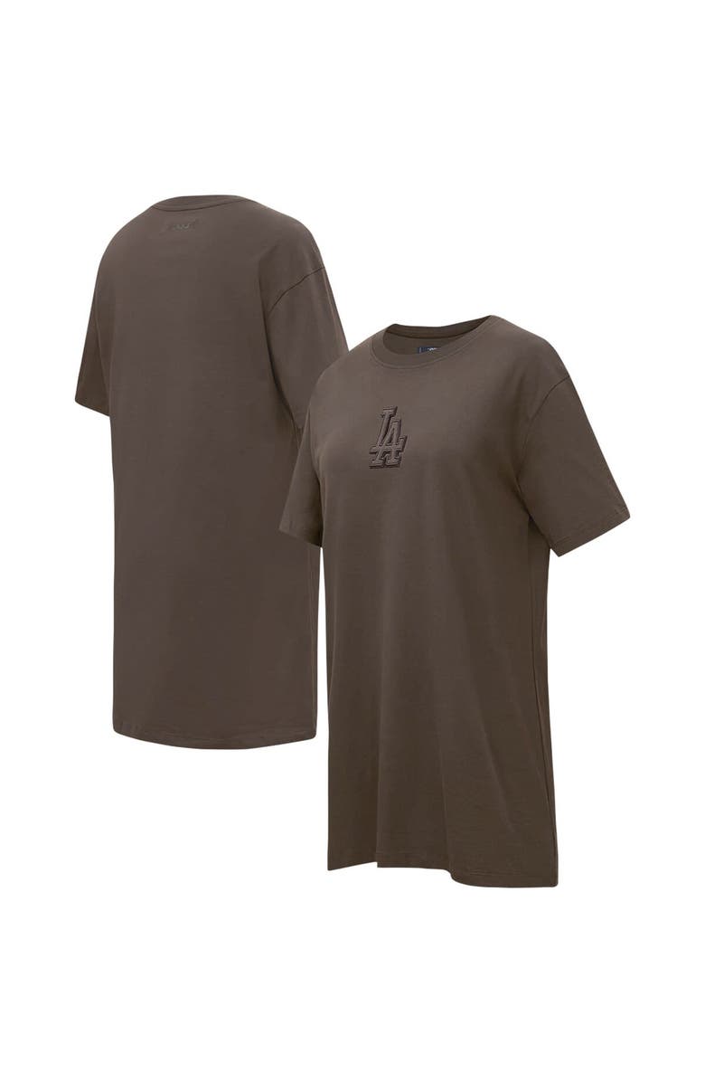 PRO STANDARD Women's Pro Standard Brown Los Angeles Dodgers Neutral T-Shirt Dress, Main, color, Brown