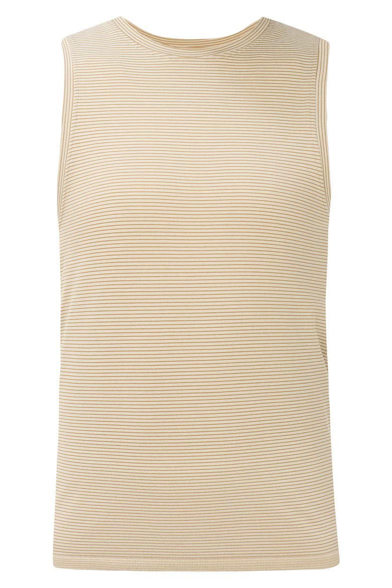 Athlete Mid Length Striped Performance Tank, Alternate, color, BEIGE DROP NEEDLE STRIPE